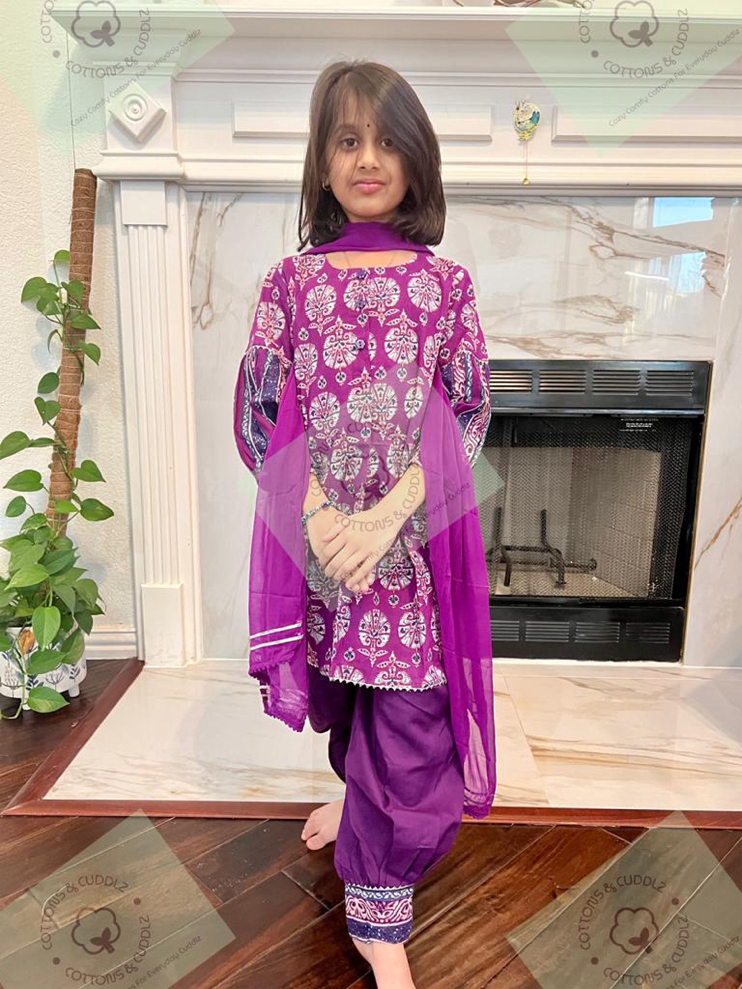 Purple Girls Ethnic Wear