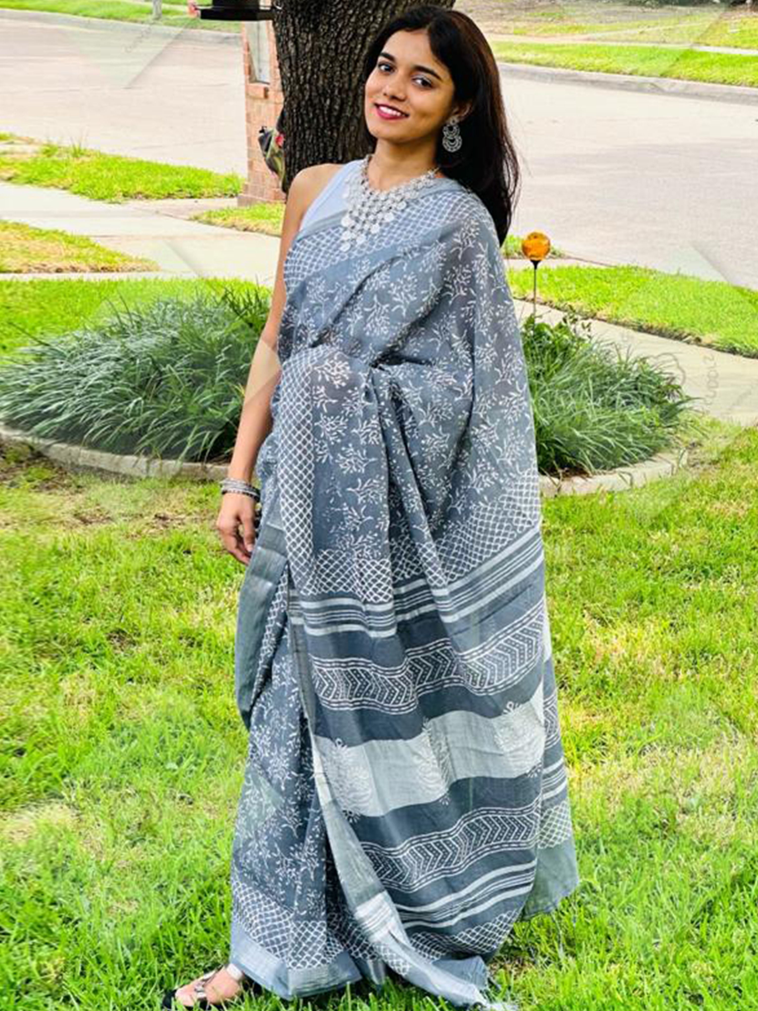 Grey Women Saree