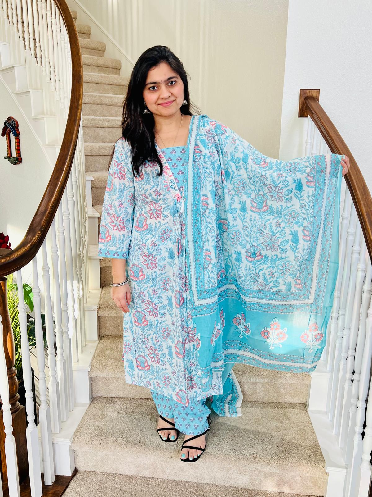 Blue 3 Piece Chudi Set