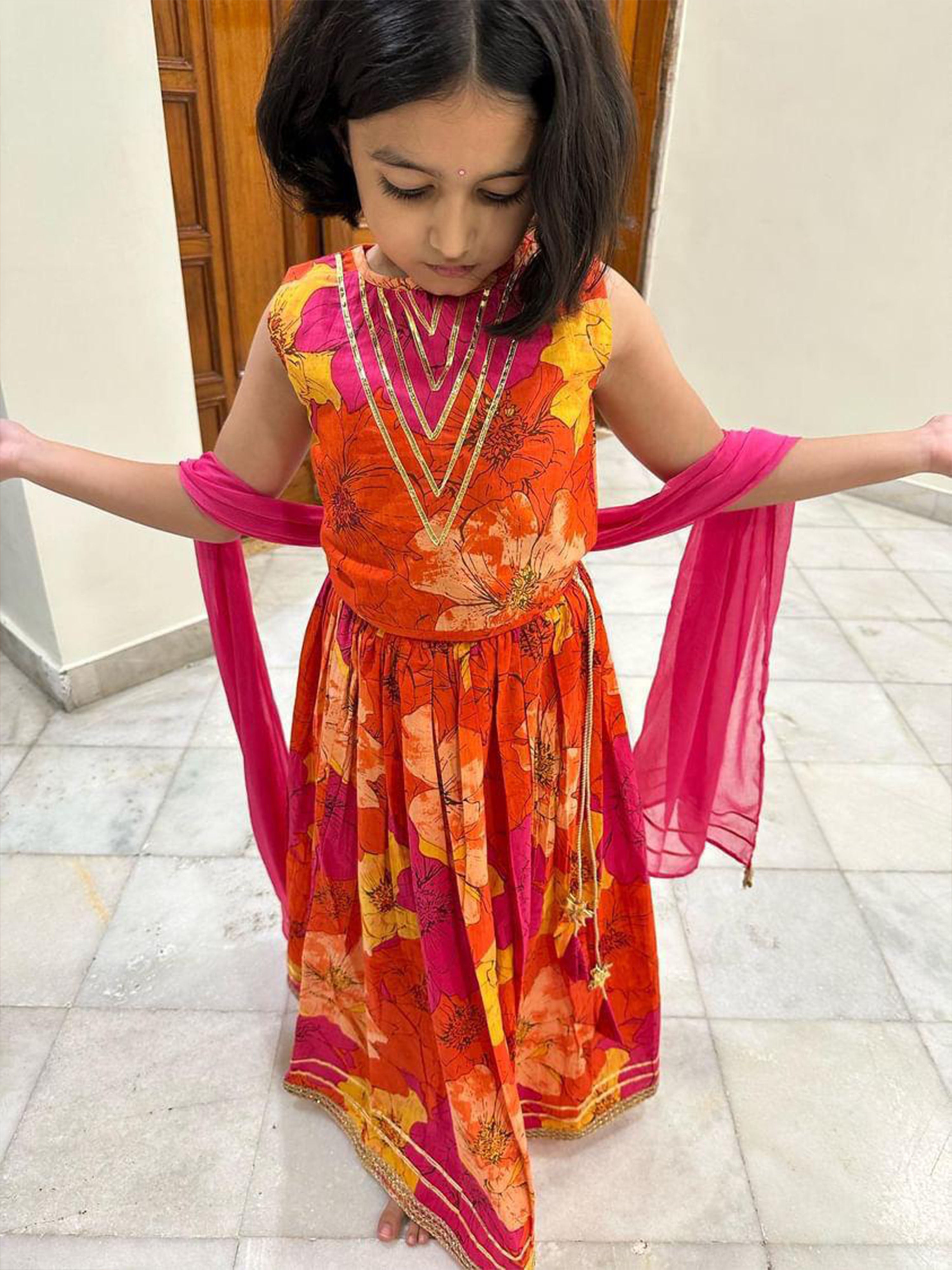 Orange Girls Ethnic Wear