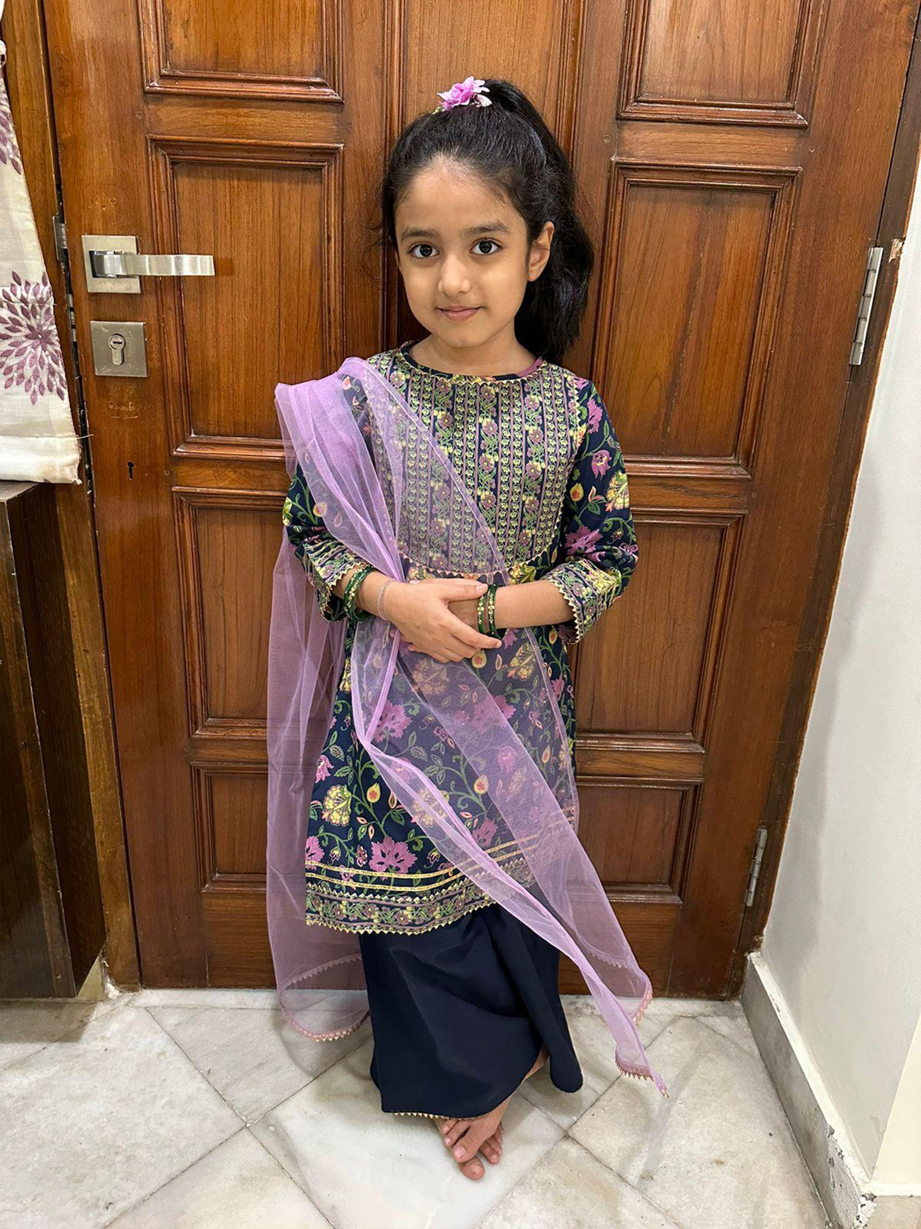 Navy Blue Girls Ethnic Wear