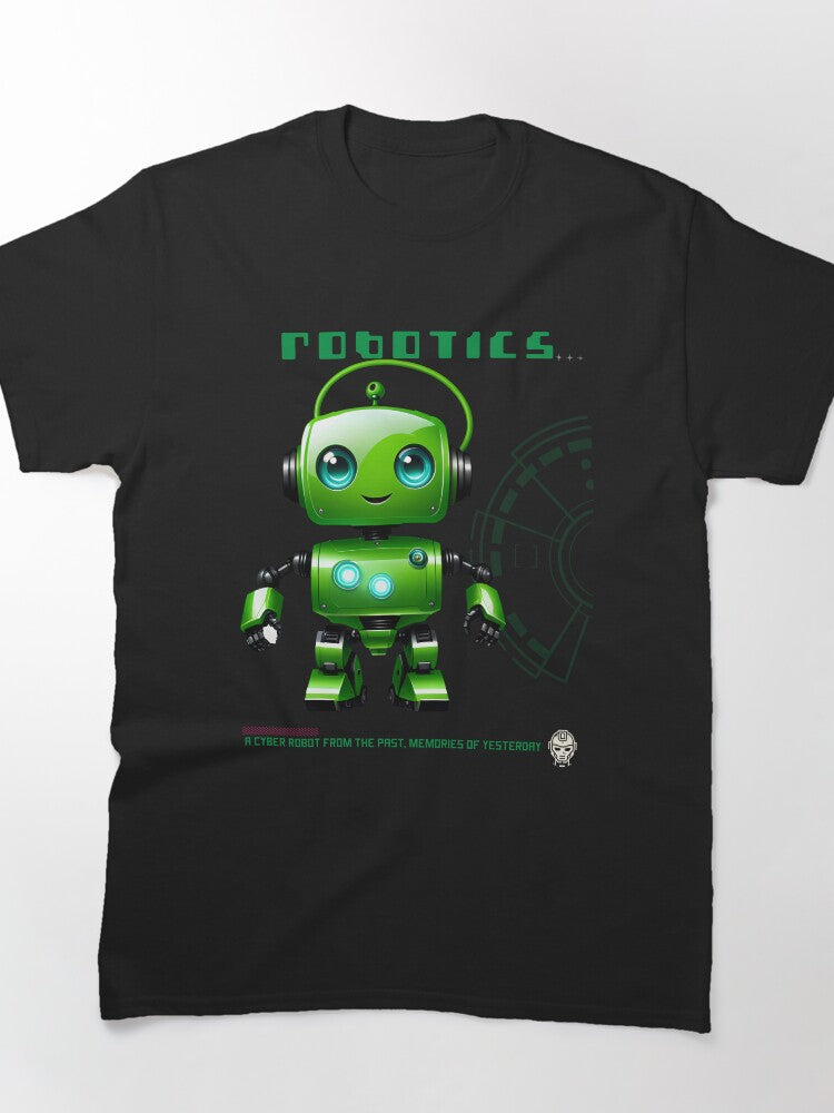 Advanced Friendly Robot Graphic Tee Futuristic Tech Apparel
