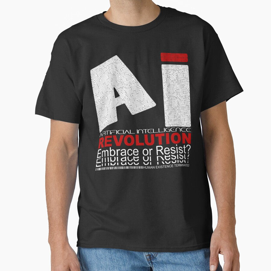 AI Revolution Future Debate Shirt Science Fiction Graphic Black