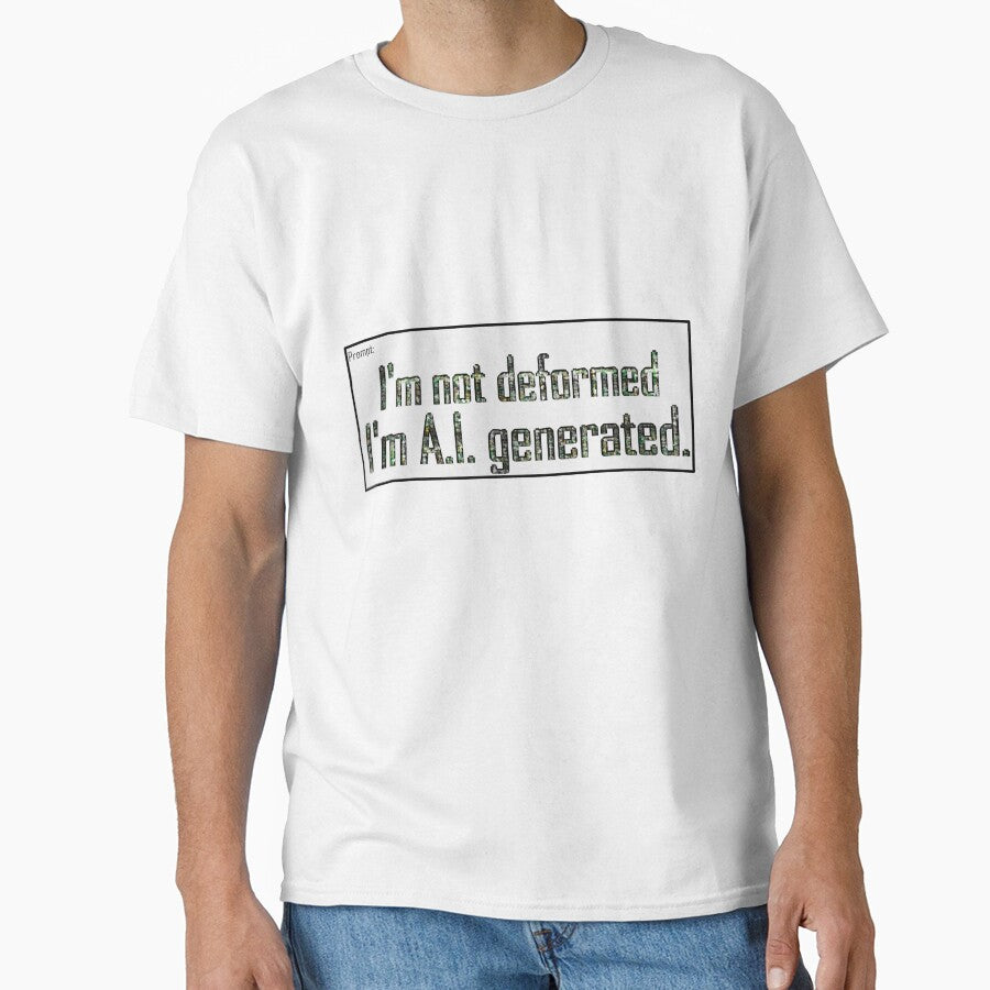 AI Generated Person Humor Tee Funny Digital Art Tech Shirt White