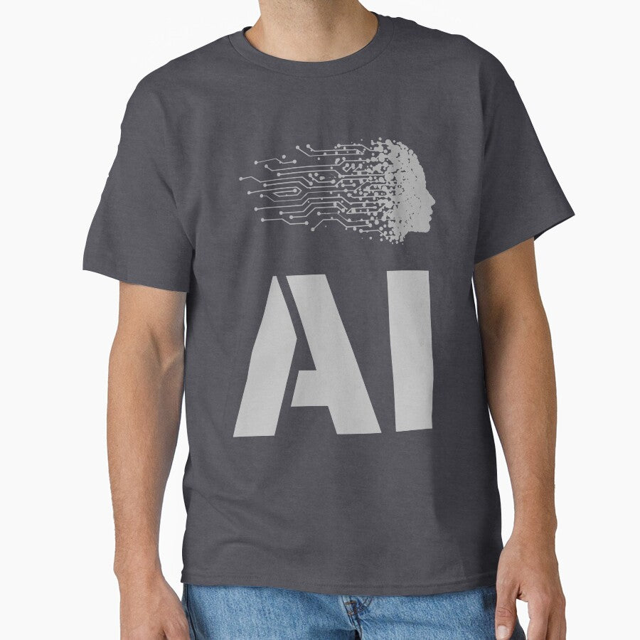 AI Machine Learning Brain Shirt Neural Network Graphic Denim Heather