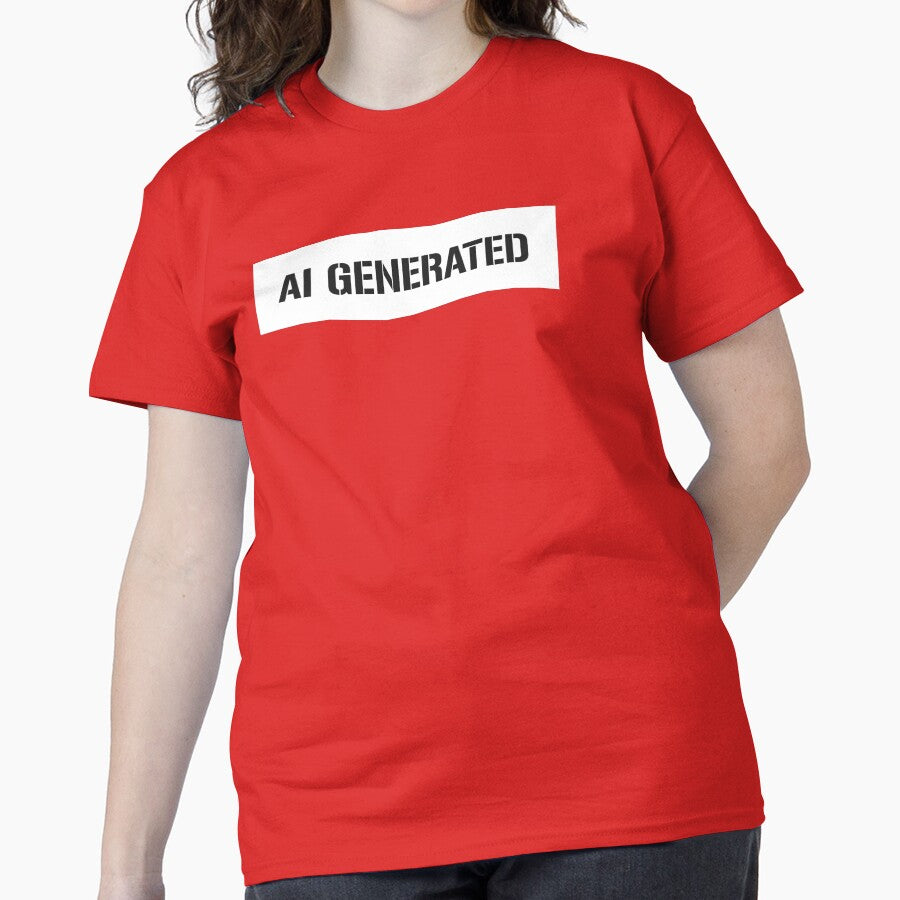 AI Generated Signature Shirt Futuristic Tech Lifestyle Red