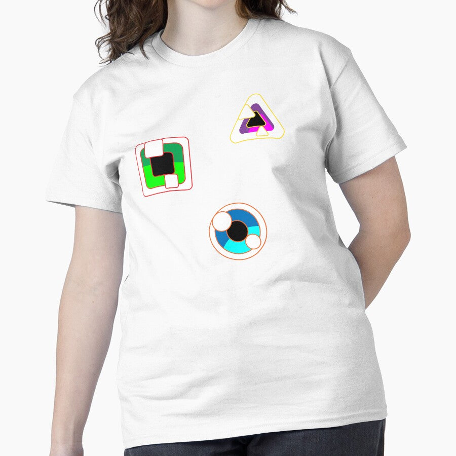 Anime Eye Gems Graphic Tee Detailed Manga Aesthetic Shirt White