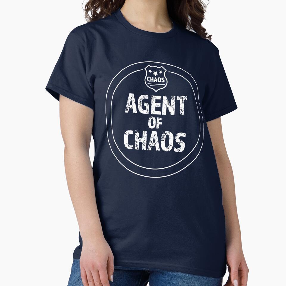 Agent Of Chaos Slogan Shirt Sarcastic Joker Style Tee Navy Blue