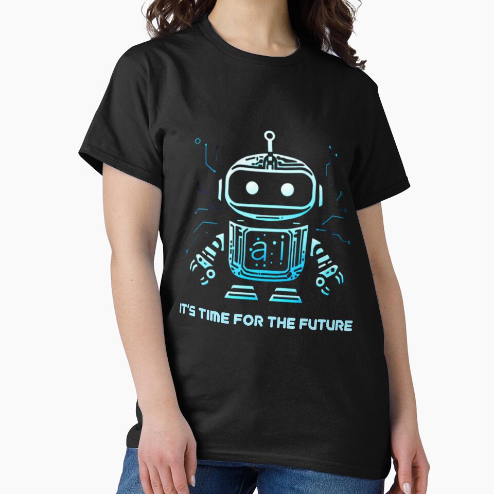 AI Robot Gradient Shirt Modern Technology Visual Design Black